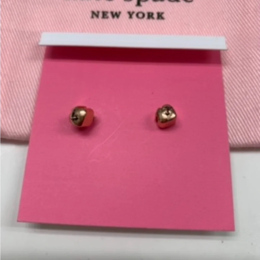 KATE SPADE Rose Gold Glitter Heritage Heart Stud Earrings, Valentines Jewelry